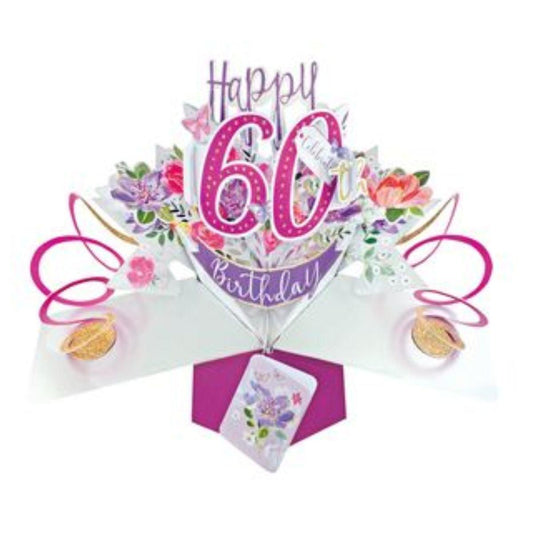 Pop Up Card - 60th Flowers Image