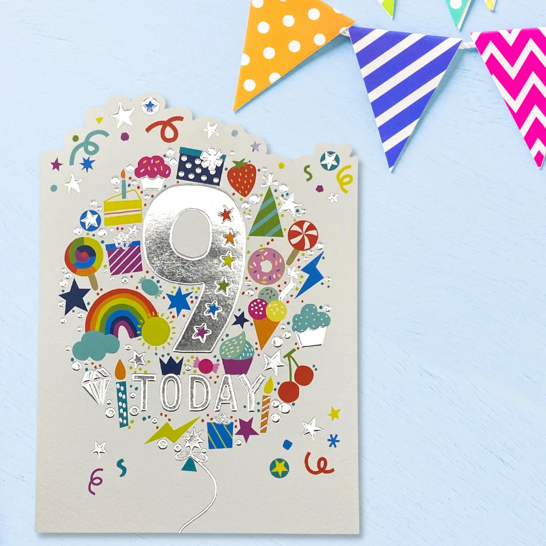 9th Birthday Card - All The Rage Juniors Rainbows & Treats