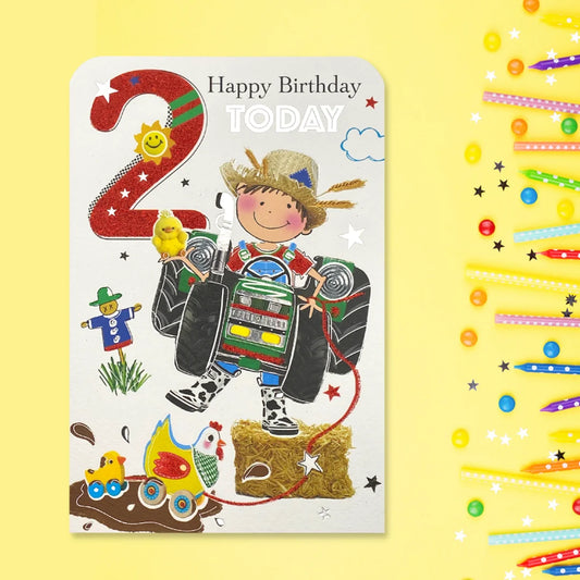 2nd Birthday Card - Twingles Tractor