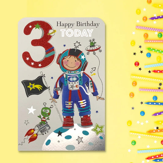 3rd Birthday Card - Twingles Astronaut