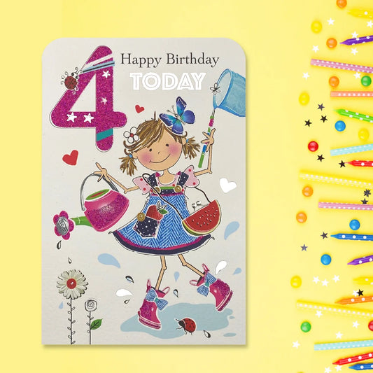 4th Birthday Card - Twingles Little Gardener