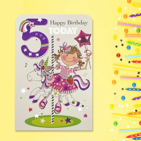 5th Birthday Card - Twingles Carousel