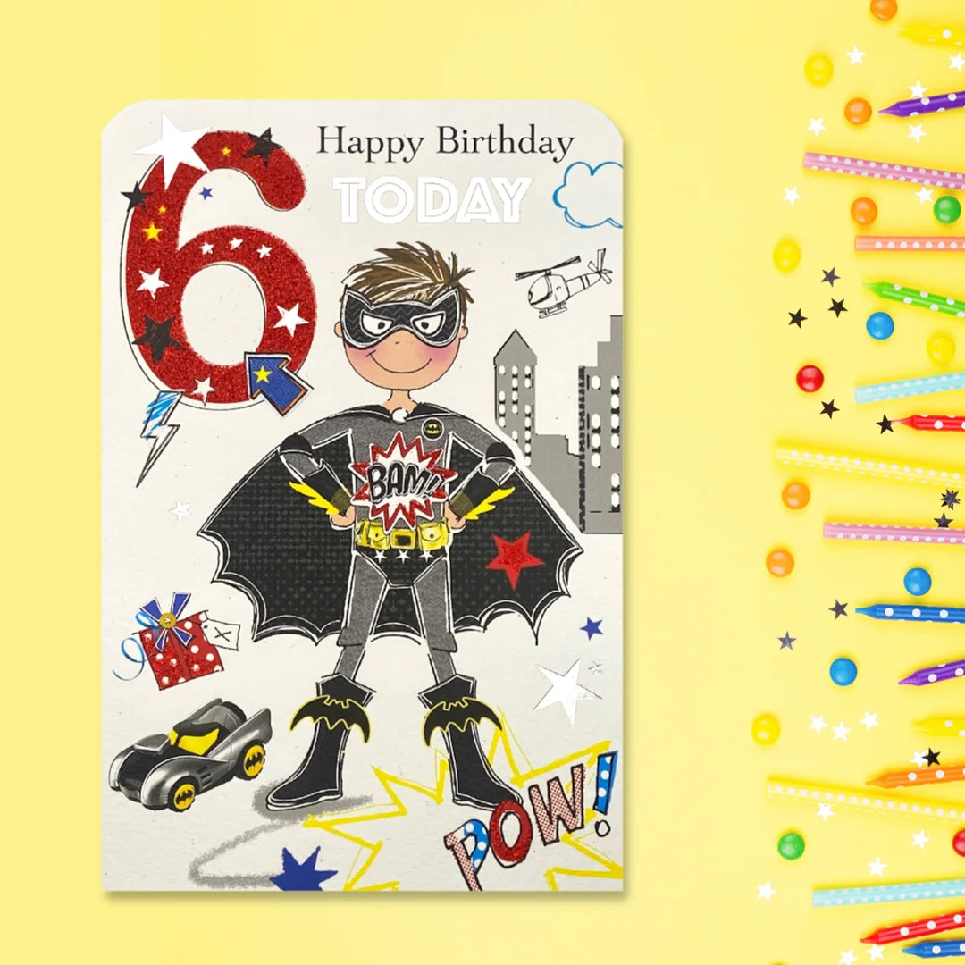 6th Birthday Card - Twingles Little Superhero