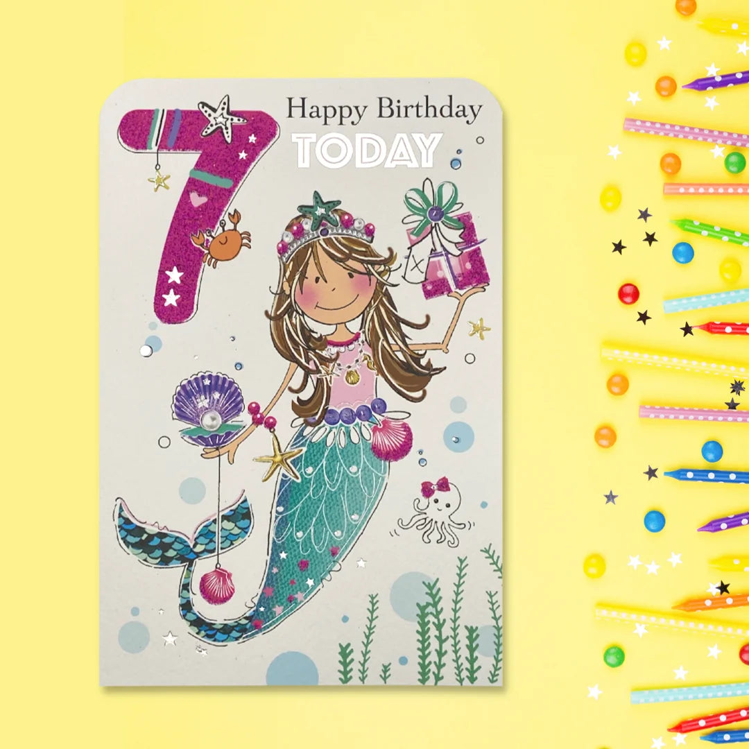 7th Birthday Card - Twingles Little Mermaid