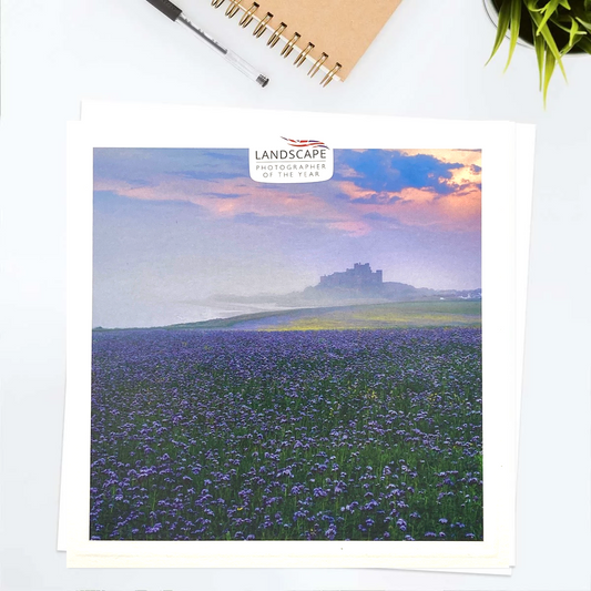 Take A View - Sunset over the Phacelia Blank card Front Image