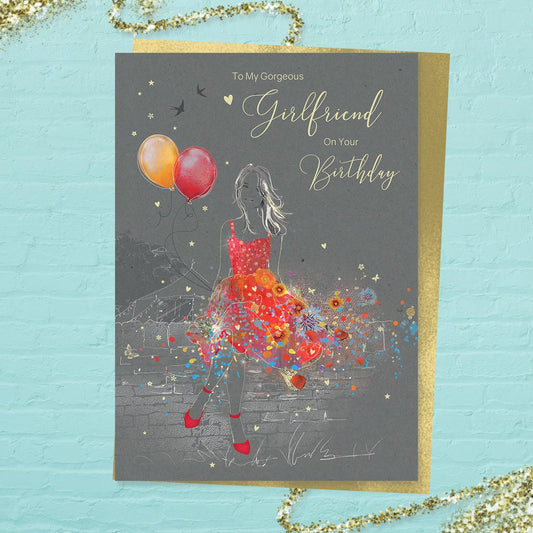 Girlfriend Birthday Design Alongside Its Gold Coloured Envelope