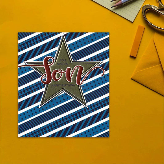 Special Son Birthday Star Card Front Image