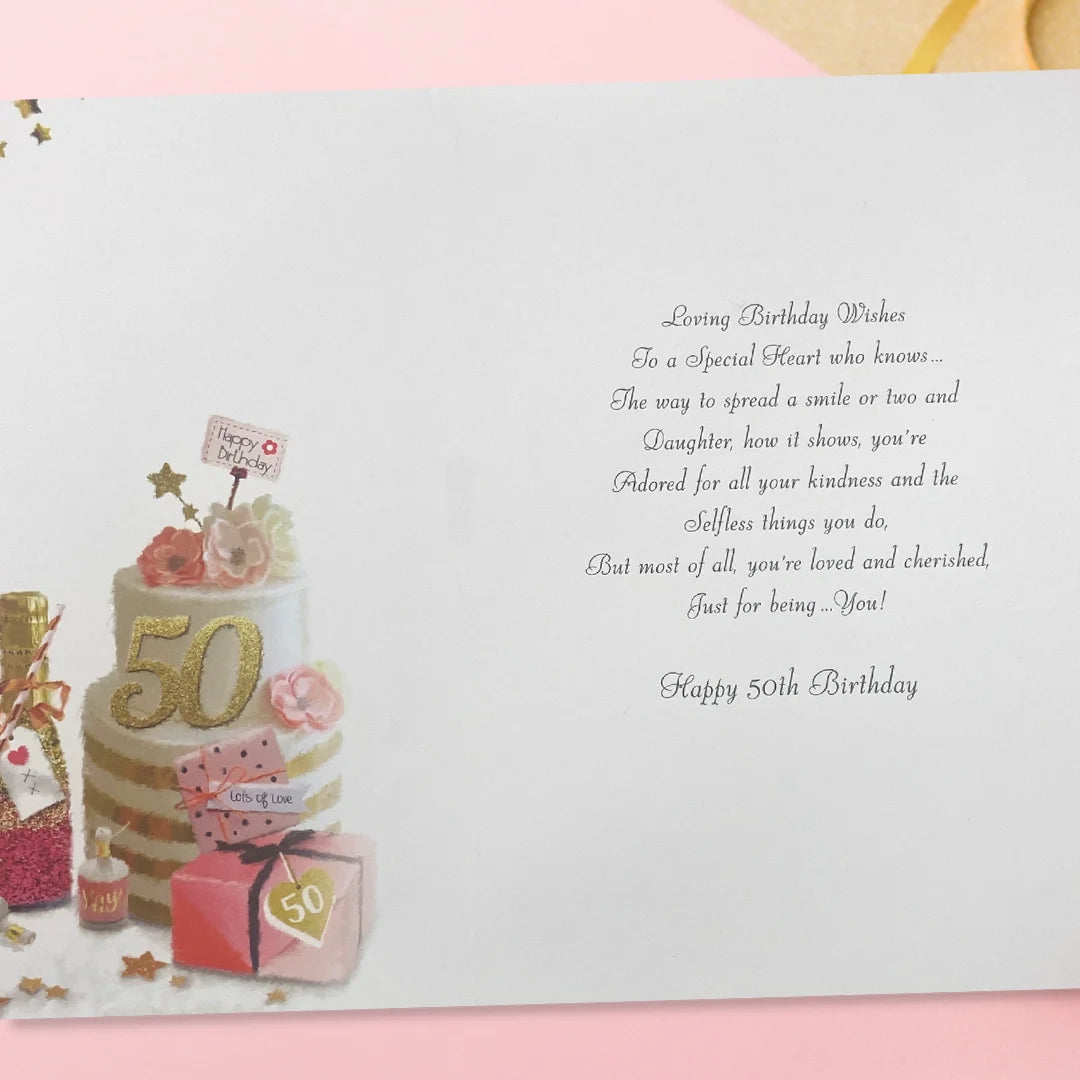 Daughter 50th Birthday Card - Velvet Cake & Cocktails