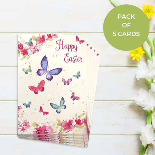 Easter - Happy Easter Beautiful Butterflies Pack Of 5 Cards Image
