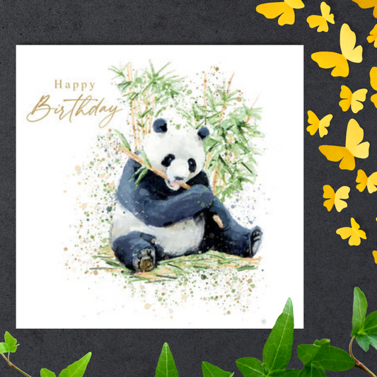Panda Themed Birthday Card Displayed In Full