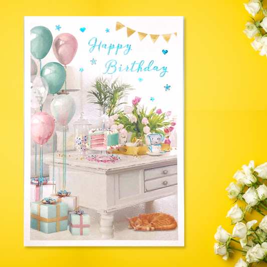 Birthday Table Design Birthday Card Displayed In Full