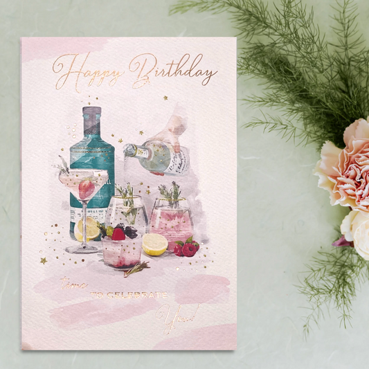 Gin Themed Birthday Card Displayed In Full