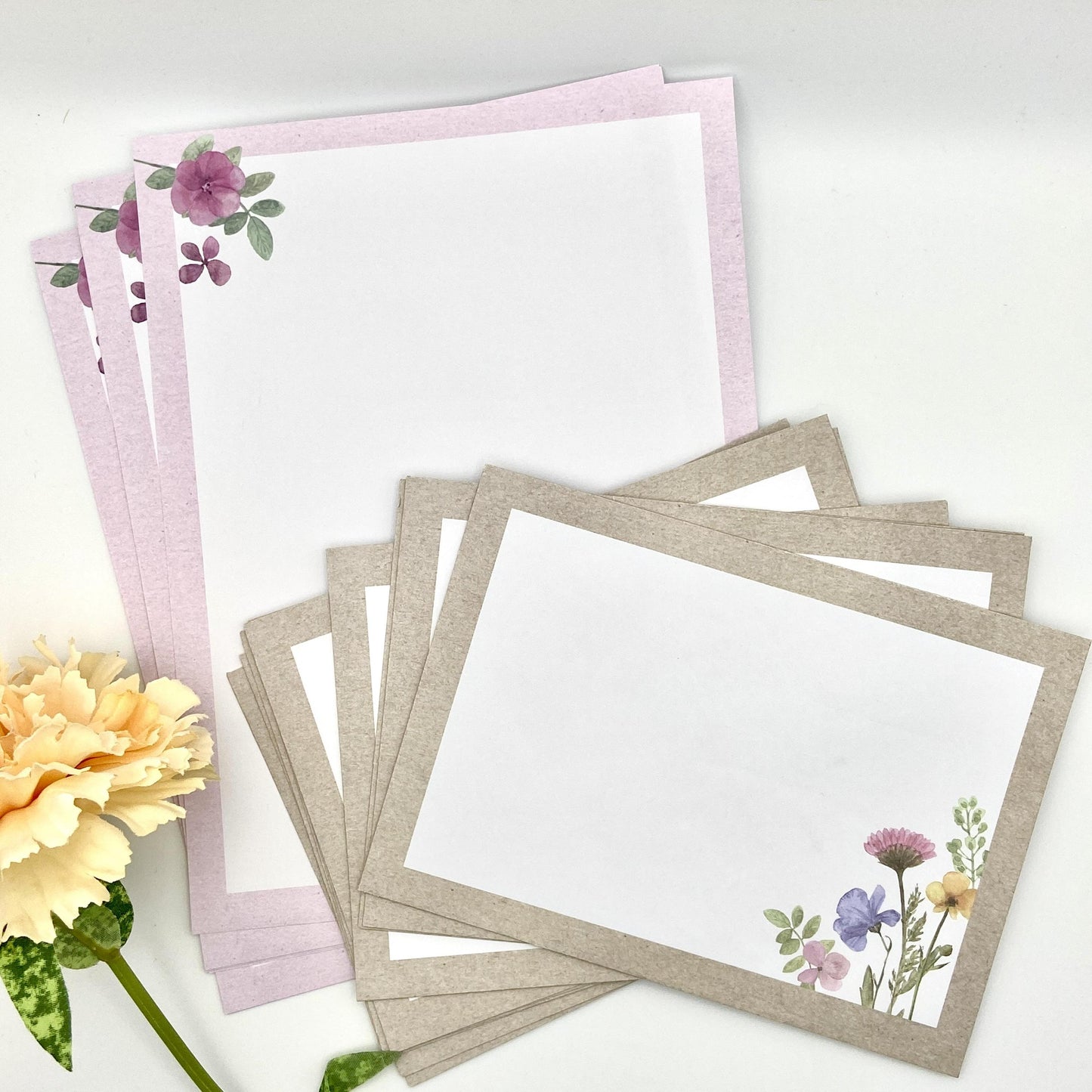 Inside Image Showing Writing Paper And Floral Envelopes