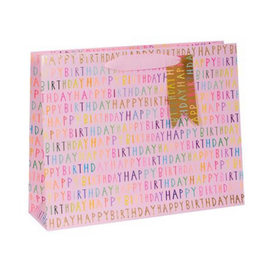 Gift Bag -  Medium Neon Text Pink Front Image