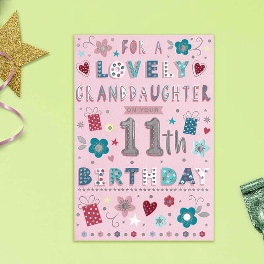 Age 11 Granddaughter Birthday Card Front Image