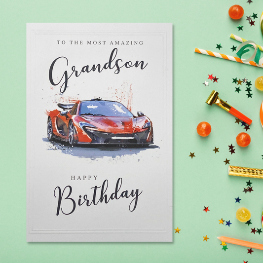 Grandson Birthday - Road Trip Sports Car Front Image