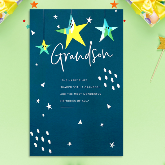 Grandson Birthday - 3 Fold Stars Front Image