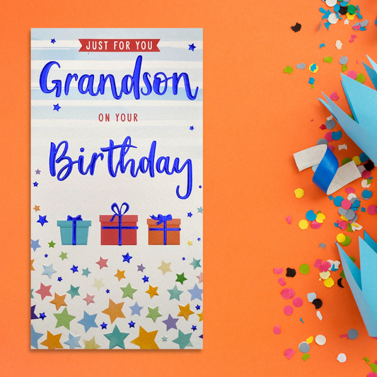 Grandson Birthday - Gifts & Stars Front Image