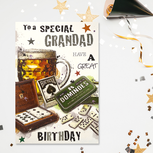 Grandad Birthday - Graffix Beer & Dominoes Front Image