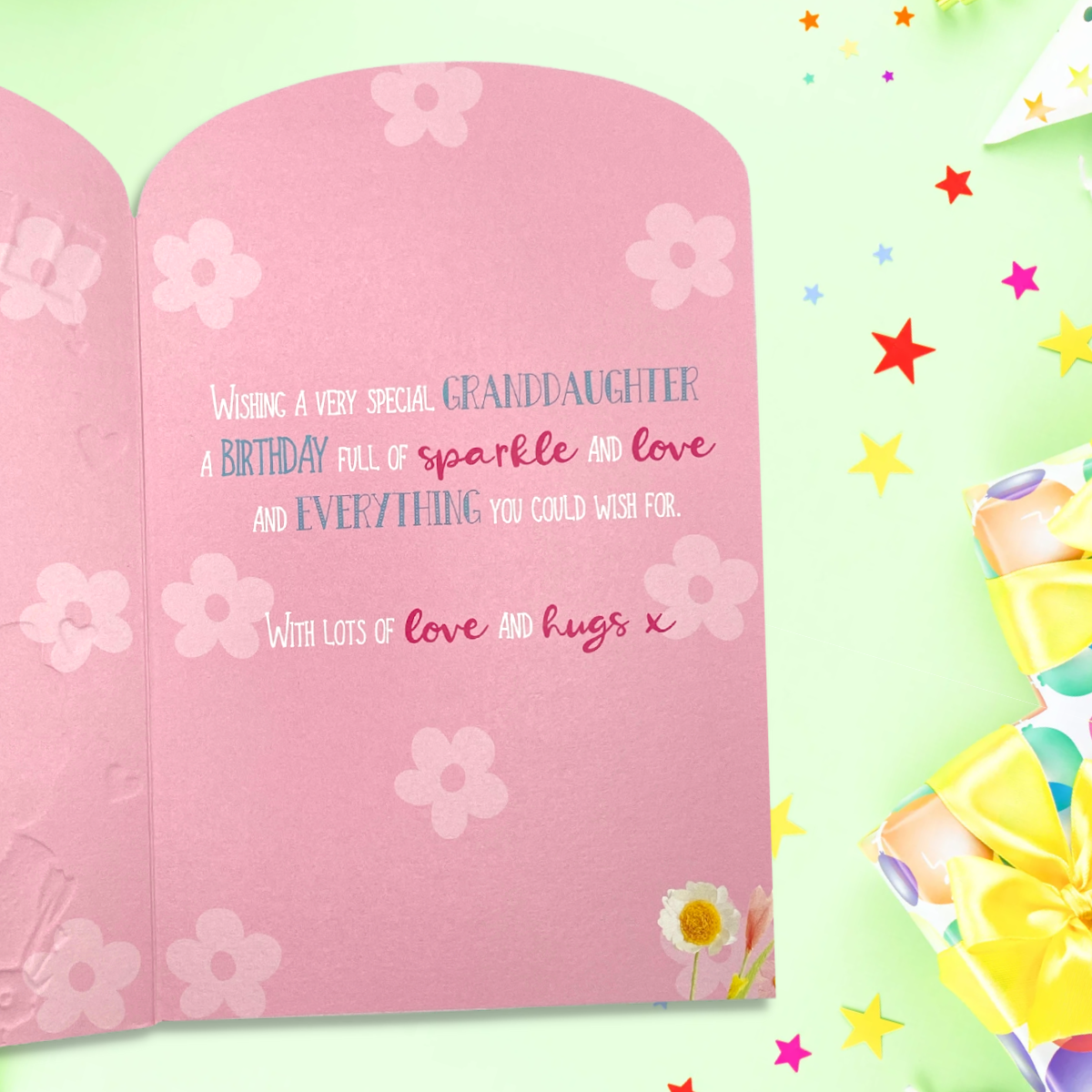Age 2 Granddaughter Birthday Card Inside Image with verse
