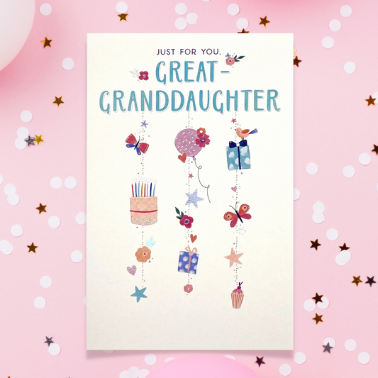 Great Granddaughter Birthday Card Displayed In Full