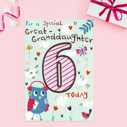 Playful Peppers - Great Granddaughter 6 Today Birthday Card Front Image