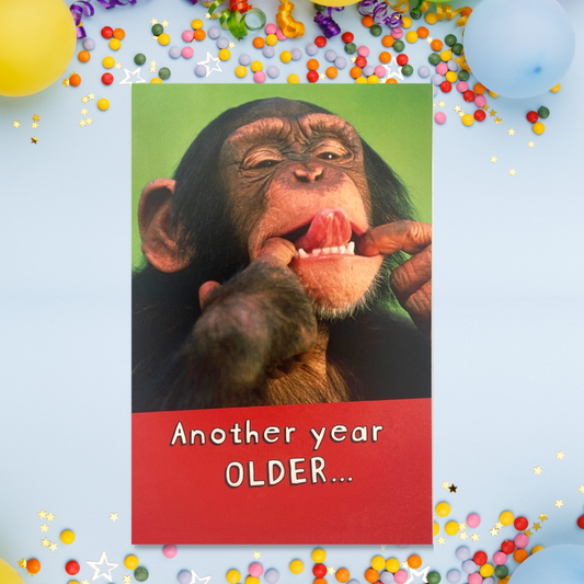 Monkey Themed Funny Birthday Card Displayed In Full