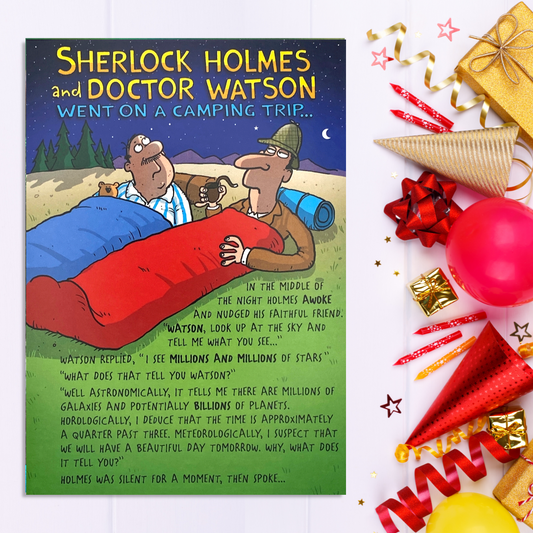 Sherlock Holmes Themed Birthday Card Displayed In Full
