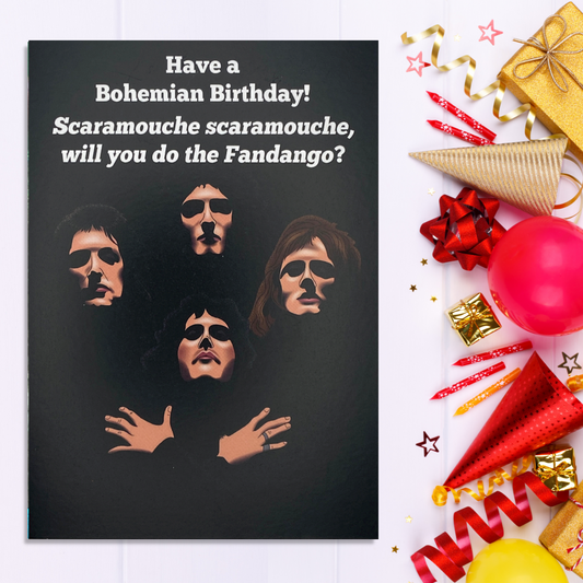 Queen Themed Birthday Card Displayed In Full