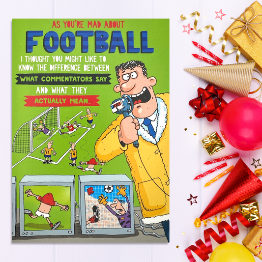Football Themed Funny Card Displayed In Full