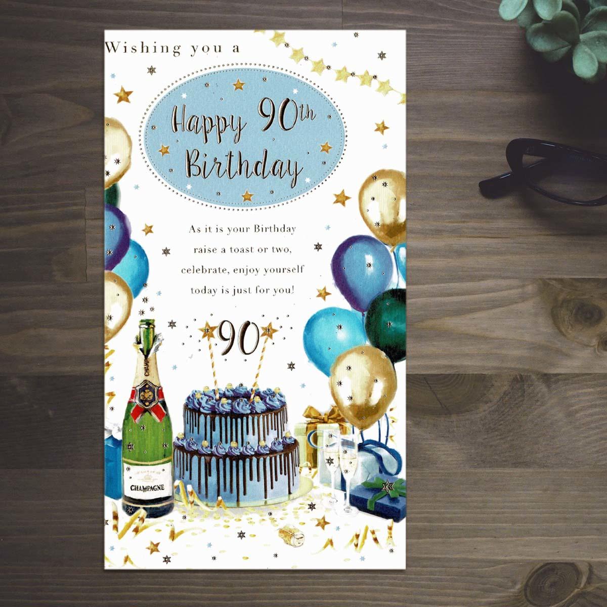 Happy 90th Birthday Raise A Toast Card front Image