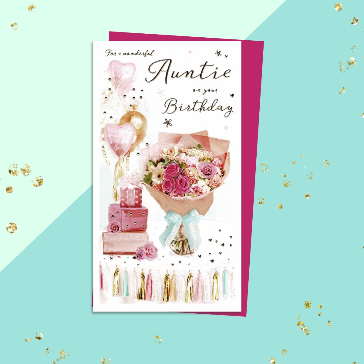 Auntie Birthday Table Card Front Image