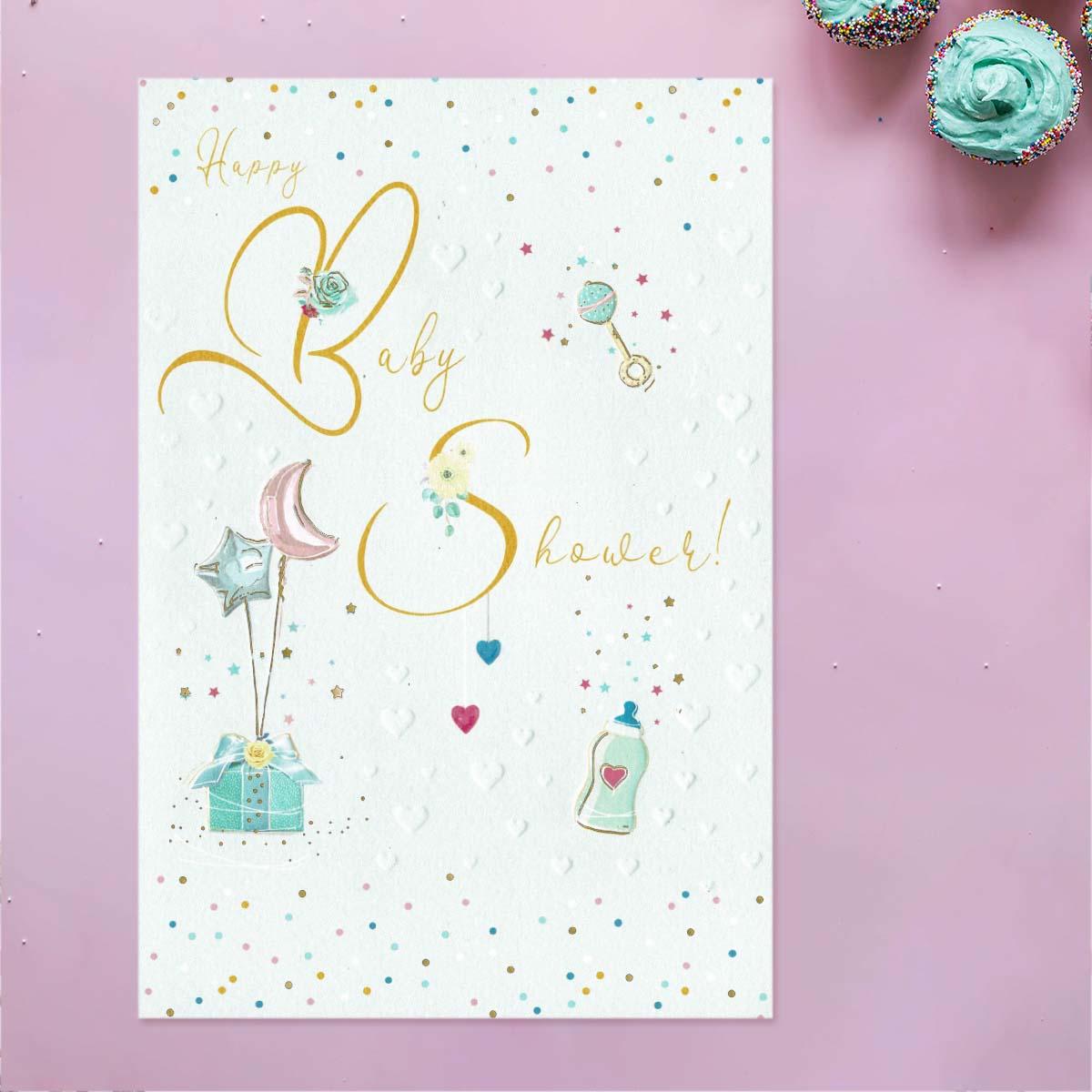 Baby Shower Aqua ! Card Front Image