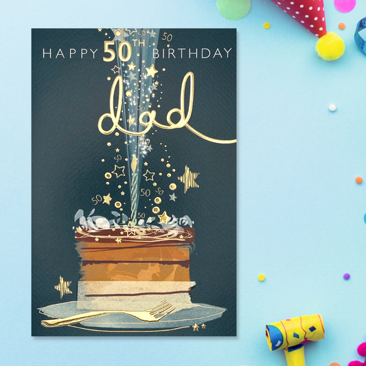 Make Your Wish - Happy 50th Birthday Dad Card Front Image