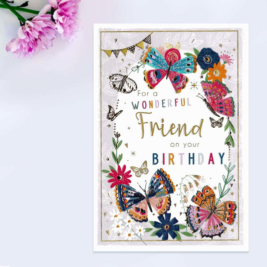 Pavillion - Wonderful Friend Birthday Butterflies Card Front Image