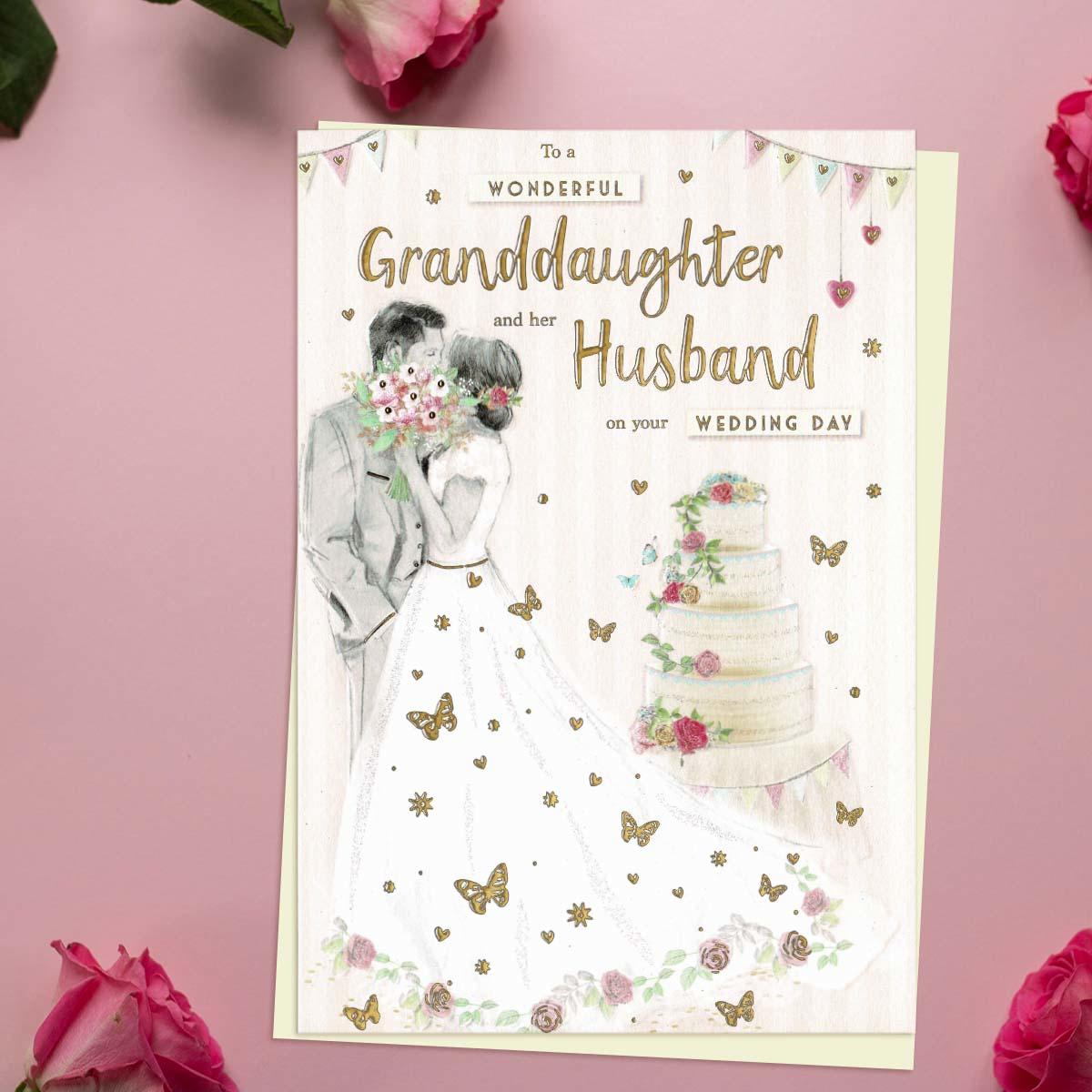 Granddaughter & Husband Wedding Day Card Front Image