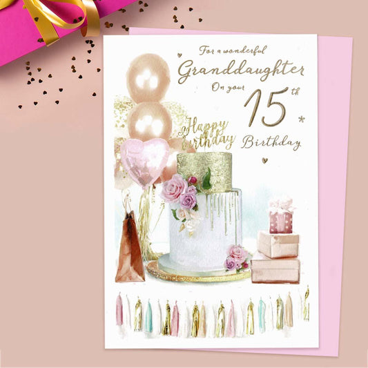 Wonderful Granddaughter Age 15 Card Front Image