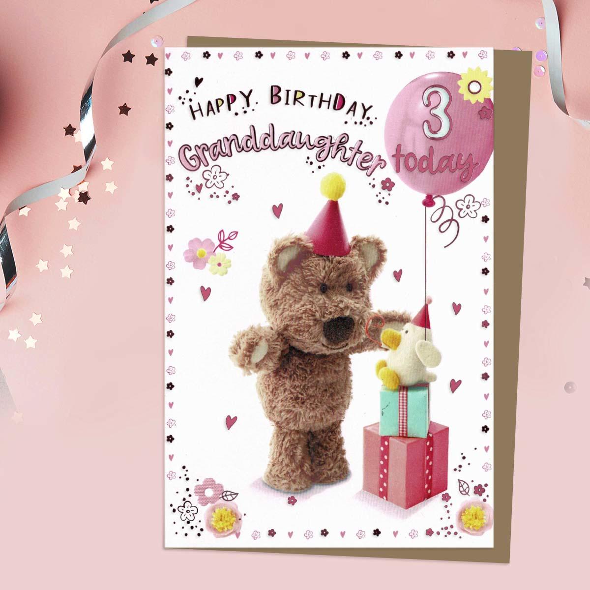 Granddaughter Age 3 Barley Bear Card Front Image