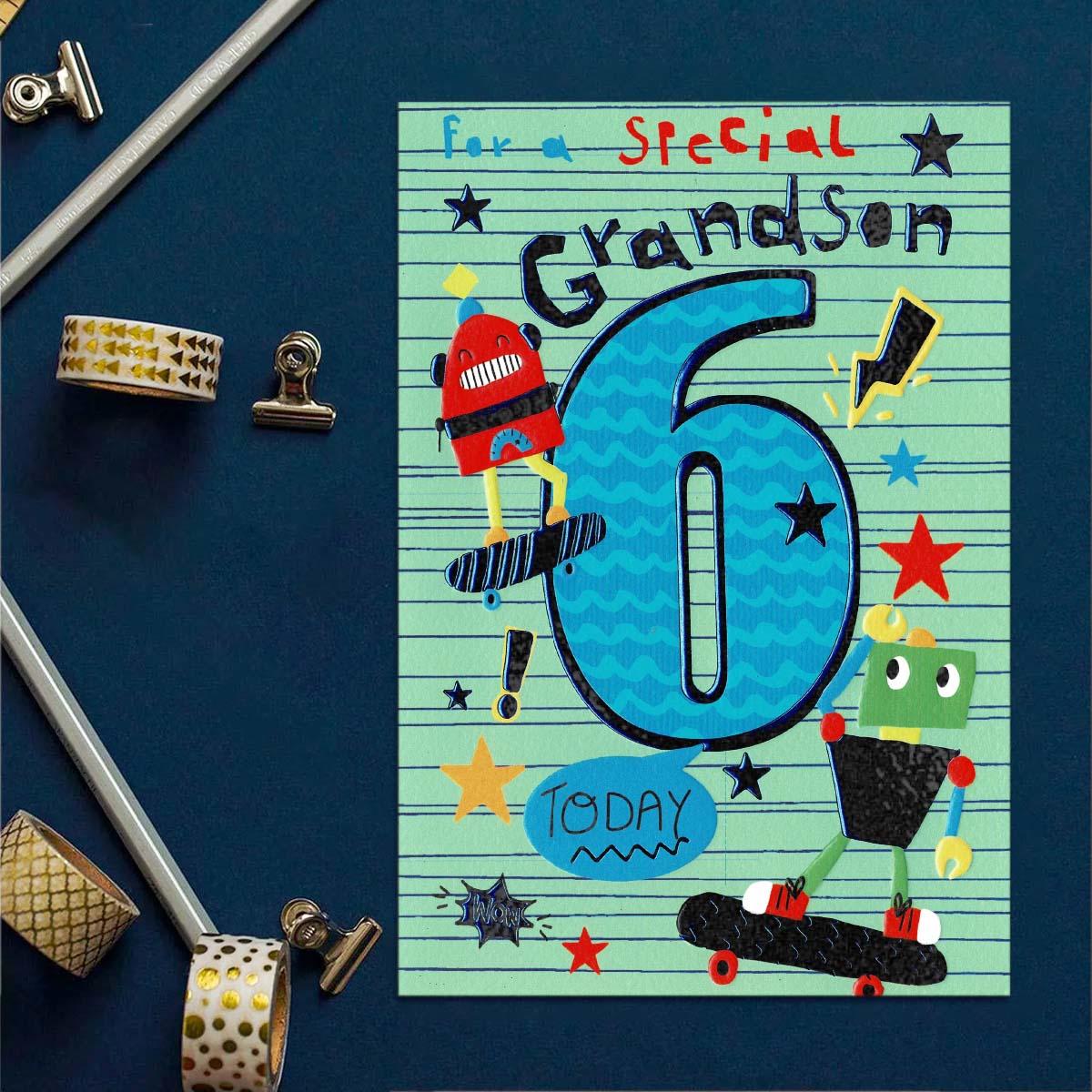 PLAYFUL PEPPERS - Special Grandson 6 Today Card Front Image