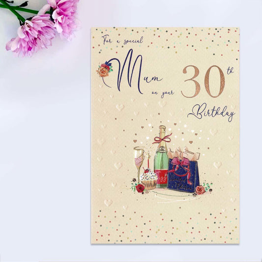 Pretty In Peach - Special Mum 30th Birthday Card Front Image