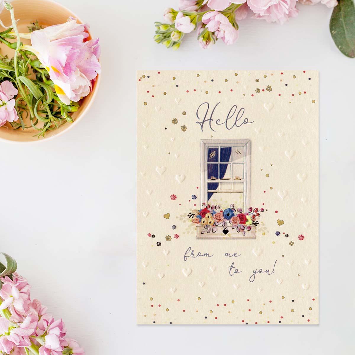 Pretty In Peach -  Hello From Me To You! Card Front Image