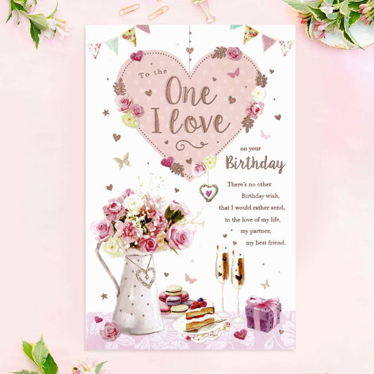Avec Amour - To The One I Love Birthday Large Card Front Image