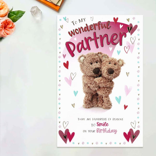 Barley Bear - Wonderful Partner Birthday Card Front Image