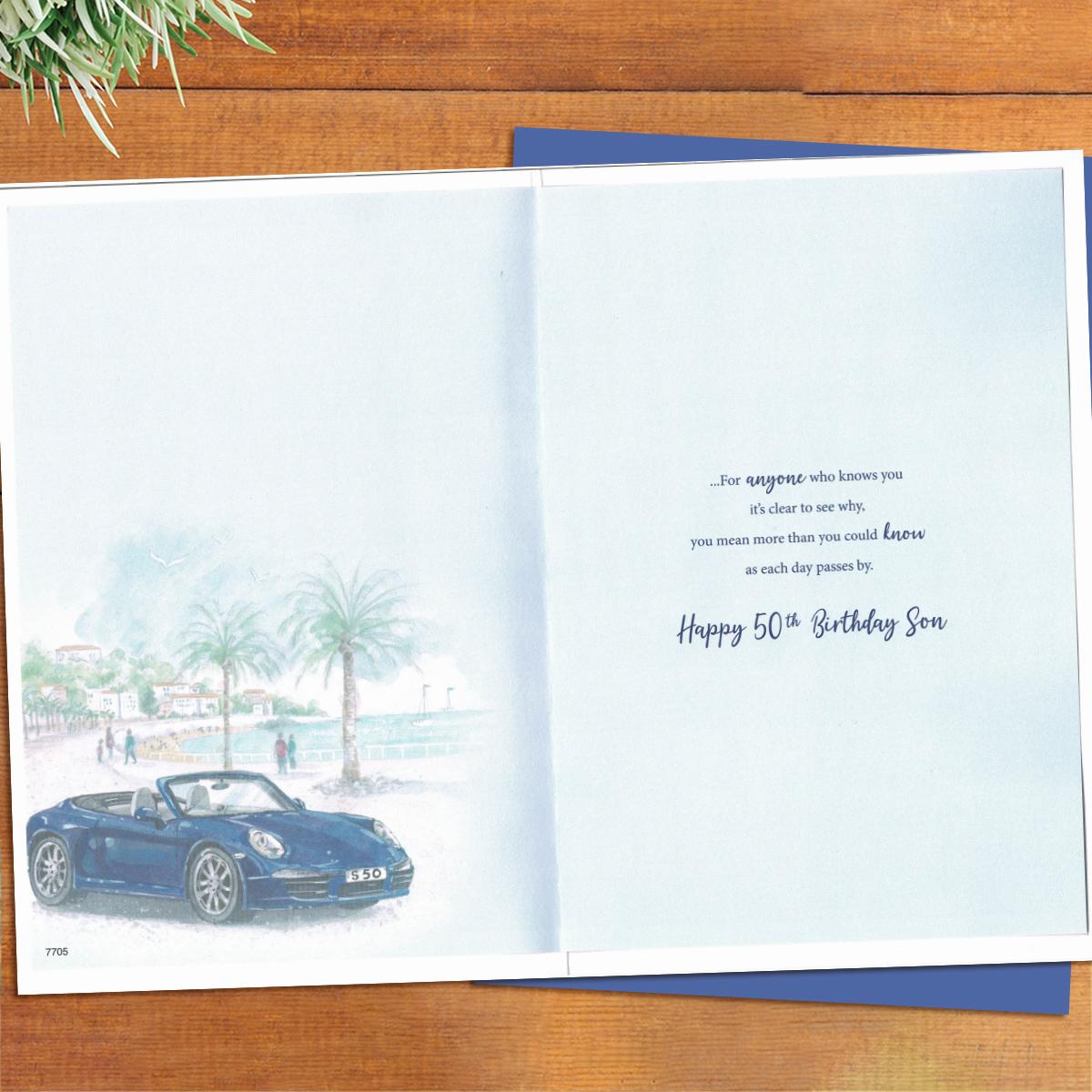 Inside Of Age 50 Birthday Card Showing Layout And Printed Text