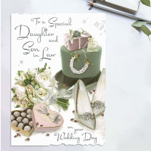 Special Daughter & Son In Law Wedding Day Large Card Front Image