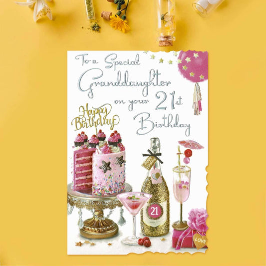 Velvet - Granddaughter 21st Birthday Card Front Image