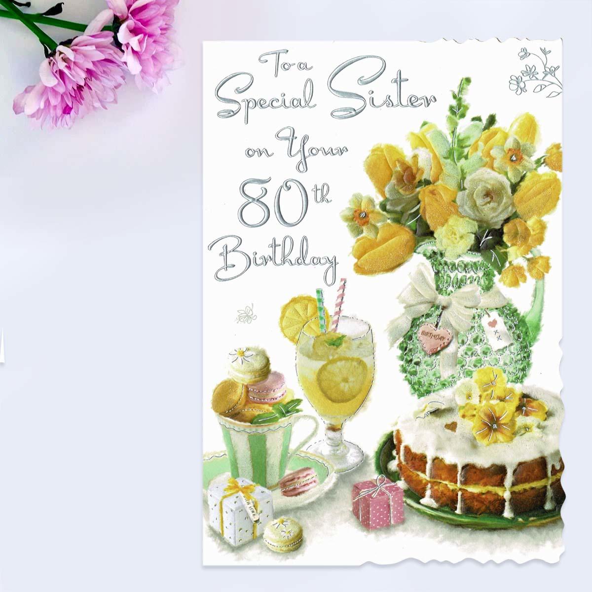 Velvet - Sister 80th Birthday Card Front Image