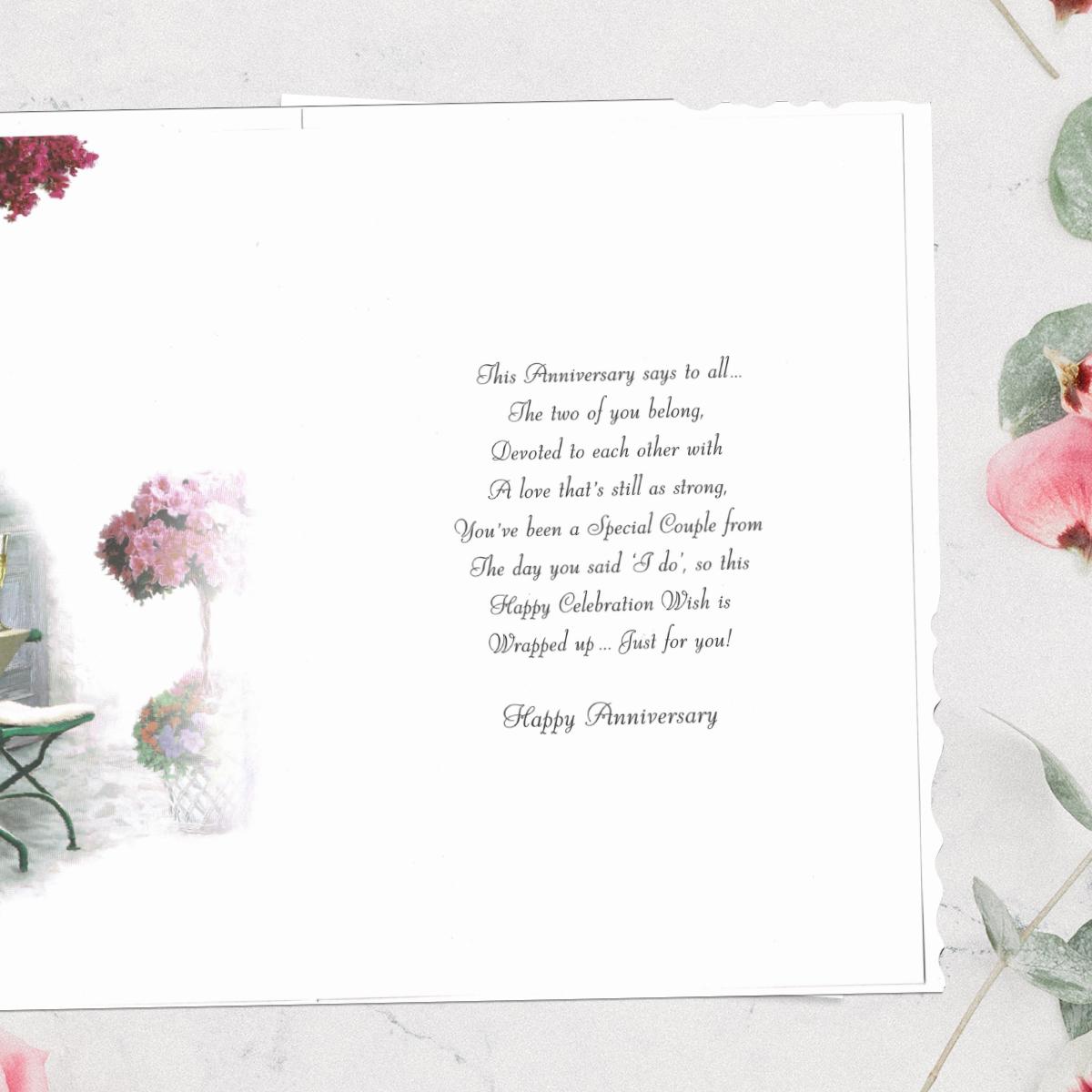Inside Image Of Anniversary Card Showing Layout And Printed Text
