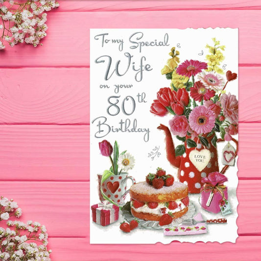Velvet - Wife 80th Birthday Card Front Image