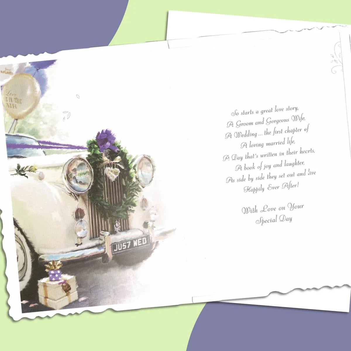 Brother & Sister-in-Law Wedding Day Card - Velvet Car